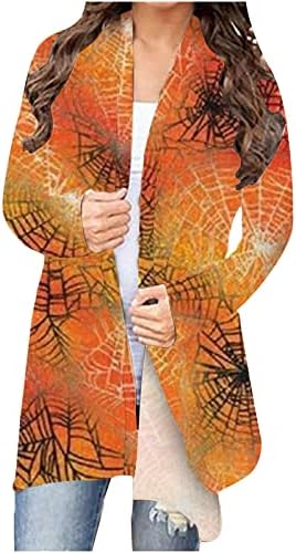 Ženski kardigan dugih rukava s otvorenim prednjim dijelom za Noć vještica zabavna košulja s grafičkim printom kardigani labavi