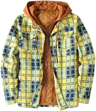 Muška flanelna košulja jakna s kapuljačom s dugim rukavima prekrivena kaputa s kaputama dolje gumb dolje gusta kapuljača