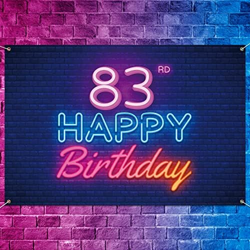 Užarena neonska pozadina sretan rođendan 83. rođendan dekor bannera crno-šarena 83-godišnja svjetleća rođendanska pozadina