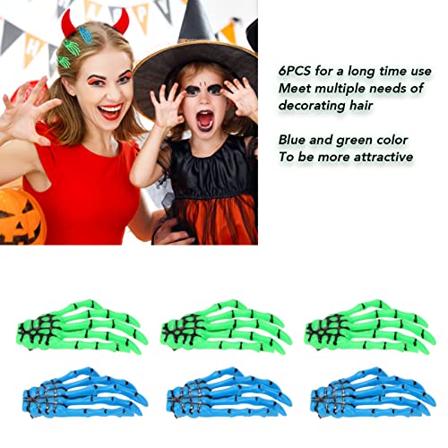 Halloween Hands kosa 6 PCS kostiju, klipovi, klipovi kostur za kostur plavo zeleno nošenje zastrašujuće zastrašujuće ručne