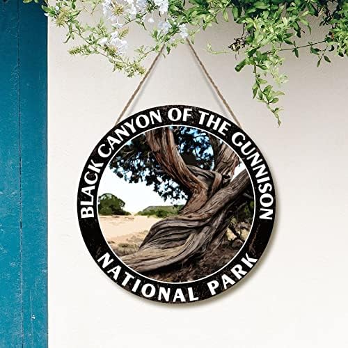 SWAVECAT dobrodošao Okrugli znak ulaznih vrata Crni od drvenog znaka Gunnison Nacionalnog parka American USA National Parks