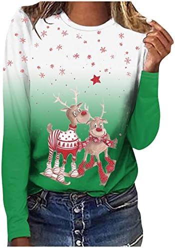 Qttthzzr Grinch Twimshirt ženska smiješna košulja gradijent dugih rukava Slatka božićna dukserica