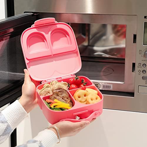 Prijenosne kutije za bento - Plastična ružičasta kutija za ručak za djecu, kutija za užinu od bento za grickalice silikonske