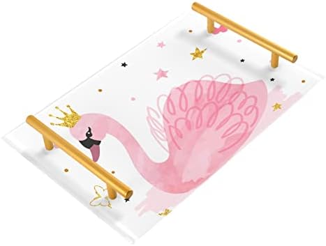 Dallanan akrilna ladica za kupaonicu, pravokutna ružičasta labudova akvarela zvijezde ukrasne ladice sa zlatnim ručkama za