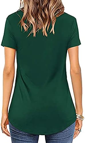 2023. Camiseta manga corta para mujer camiseta de tela con cuello en v de color sólido blusa holgada de verano camiseta