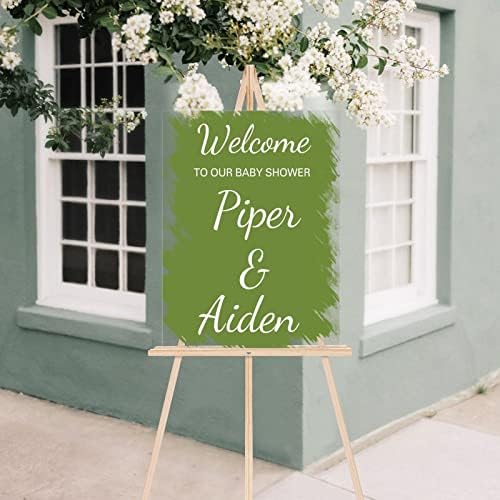 Sage zelena personalizirana akrilna svadbena znak Elegantna svadbena dobrodošlica znak Clear akrilna svadbena ceremonija