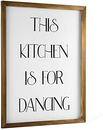 Vinmea Home Decor Wood Sign Ova kuhinja namijenjena je plesu uokvirenom natpisu od drva, rustikalni zidni umjetnički znak