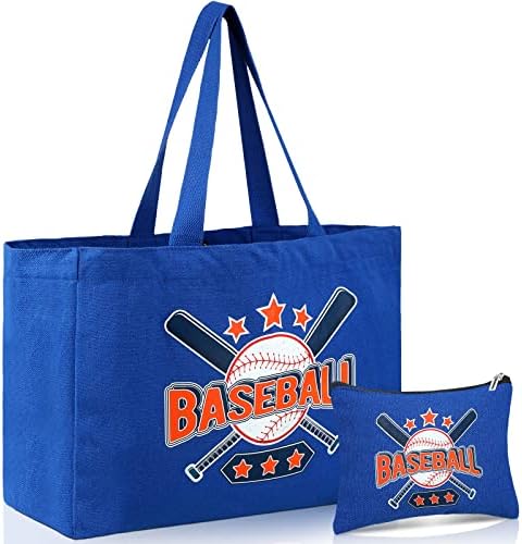 Hillban 2 PCS Baseball Tote torbica za bejzbol šminke Prevelika ležerna platna torba kozmetička torba velika sportska mama
