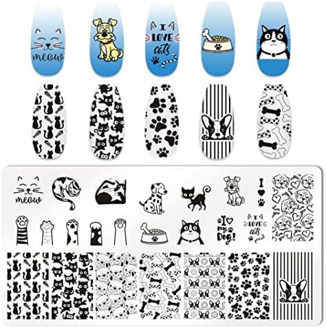 Xeaohesy 6pcs serije za kućne ljubimce serije za žilave nokte za nokte umjetnost noktiju za žigosanje slatka mačka pseća