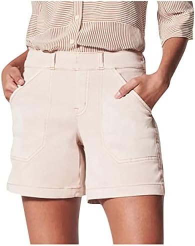 Zlovhe casual kratke hlače za žene, ženske meke rastezljive trzanje kratki bočni džepovi mekani ne osjećaju gumb i ne laskavi