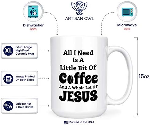 Sve što trebam je malo kave i čitav niz Isusa - 15oz deluxe dvostrana šalica za čaj od kave