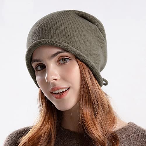 Pleteni šešir jesensko-zimski putni jednobojni prozračni šešir s hrpom za djevojčice Zaštita za uši Mjesečev šešir