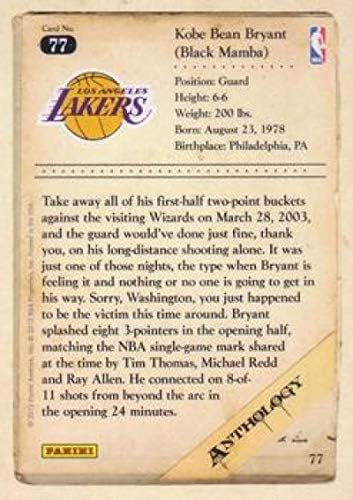 2012-13 Anthologija Panini Kobe 77 Kobe košarke Kobe Bryant Los Angeles Lakers