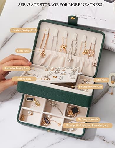 Kutija za nakit za žene djevojke koje se mogu zaključati s uklonjivom letvicom i ladicom, 2 sloj PU kožni nakit Organizator