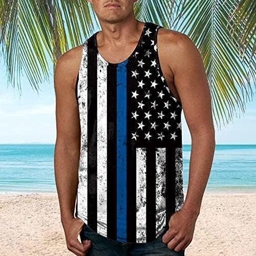 Košulje bez rukava tenkovske vrhove ljetne tiskane plaže bez rukava o vrat proljetna bluza muškarci casual zastava muški