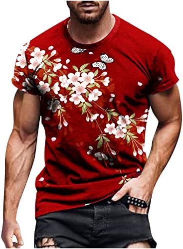 Muški cvjetni print majice Havajske košulje na plaži casual Daily Odmor majice kratki rukavi posada za vrat ljetni vrhovi