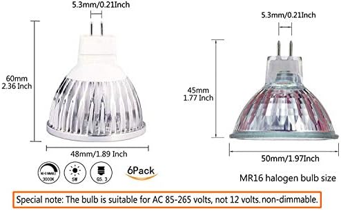 5-vatne LED žarulje od 916 85 ~ 265V, LED reflektor od 95.3 jednak 50-vatnim halogenim žaruljama od 3000.mt toplo bijelo