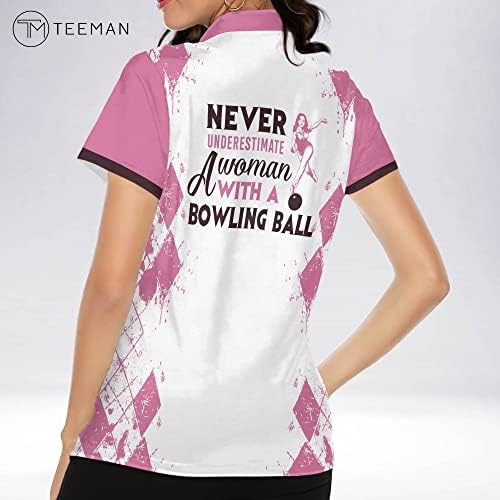 Teeman Personalizirane 3D smiješne majice za kuglanje za žene retro, majica s prilagođenim kuglačkim timovima za žene, dame