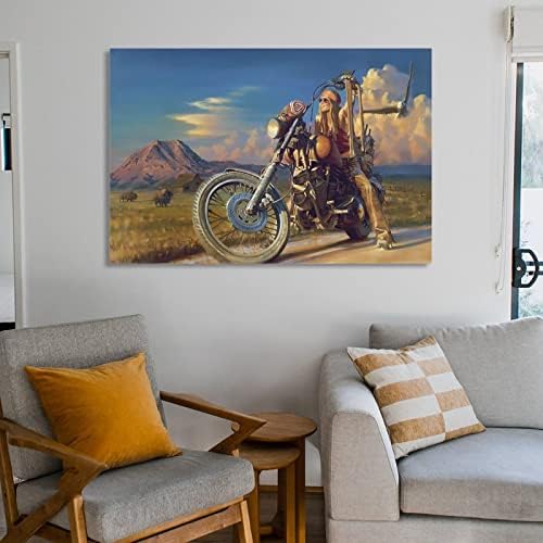 Rucatto ženski motocikl i orao umjetnički crtež vintage plakat platno slikanje plakate i otisci zidne umjetničke slike za