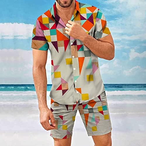 4Zhuzi muški set Smiješne košulje na plaži, ležerne košulje s gumbom dolje kratki rukavi i kratke hlače havajske majice za