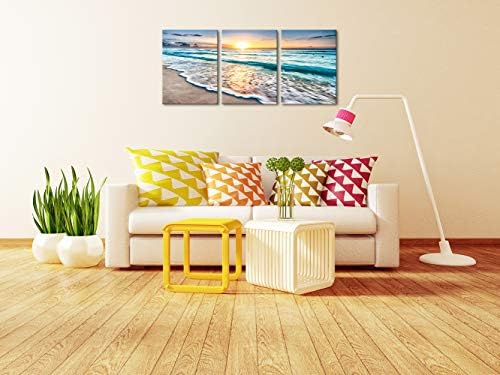 Wieco Art 3 ploča plava plaža platna zidna umjetnost za ukras za dom za sunčanje bijele val plaže slike na platnu more view