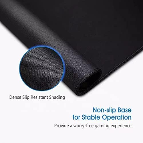 TEIC Neo Premium Extram veliki XL Black Gaming Mouse jastučić s vrhunskim mikro-tkanim krpom zašiveni rubovi bez klizanja