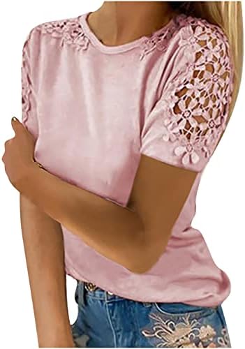 Ležerne bluze za žene, ženske ljetne vrhove o vratu kratki rukavi haljine majice majice solidne boje labave casual pulover