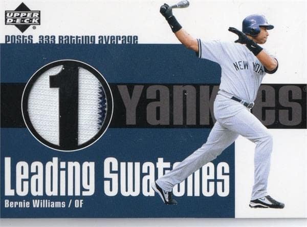 Bernie Williams igrač istrošen Jersey Patch Baseball Card 2003 Gornja paluba vodeći swatches LSBW - MLB igra korištena dresova