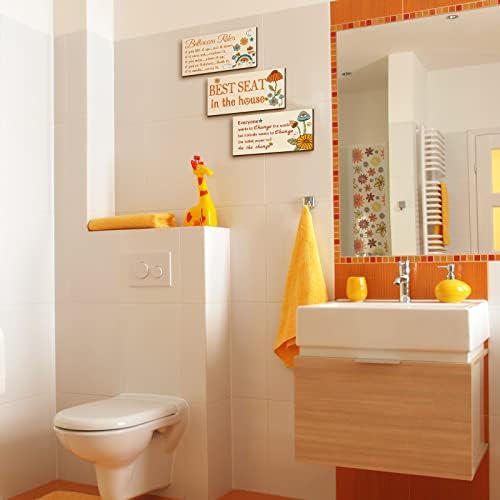 3 komada kupaonica zidni dekor Smiješno kupaonica pravila zidna umjetnost najbolje sjedalo u kući kupaonice Zidni dekor za