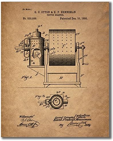 Otisci patenta za kavu - Set od 4 kafića Jedinstveni kuhinjski dekor zidne umjetničke fotografije 8x10