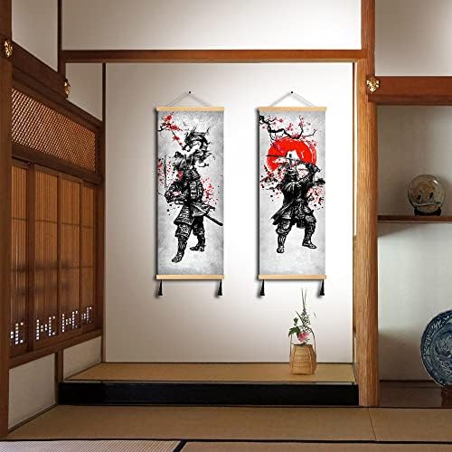 Mboufoey 2 komada Vintage stil drevni Japan Ratnik Zmaj i Fuji planinsko platno samurai zidni umjetnički tiskani plakat Crno