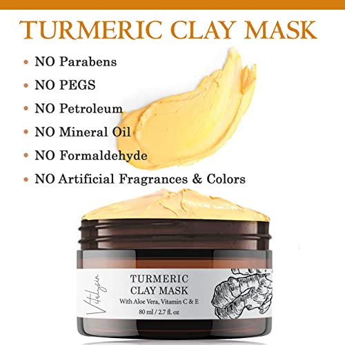 Maska od gline od kurkume s vitaminom C s aloe verom i vitaminom E-uklanja staračke pjege, ujednačava tonus kože, okrepljuje
