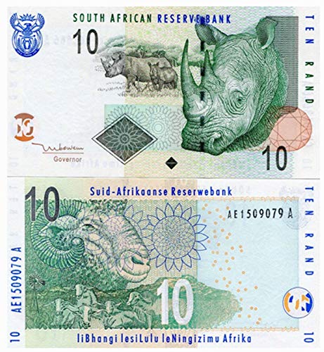 2002. Za prekrasna jedinstvena novčanica u Južnoj Africi, vrhunski nosorozi! Izvrsna cijena! 10 rand dragulja