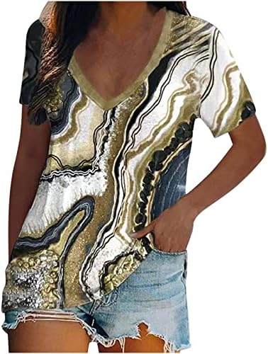 Majica s bluzom za žene jesensko ljeto odjeća kratkih rukava pamuk u obliku Dekoltea grafička ležerna bluza širokog kroja