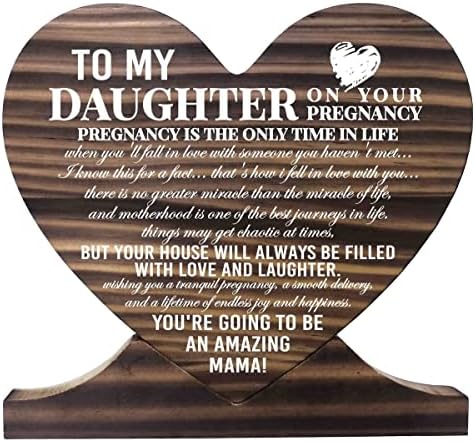 Auii jo dizajn kći trudnoća poklon tiskana drvena ploča, dječji poklon drvena ploča srce, znak za drvo, natpis moje kćeri