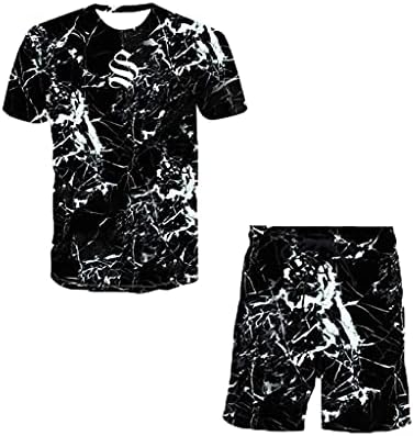 UXZDX Novi muški majica kratke hlače, ljetno prozračna casual majica, set, modni tisak muškog sportskog odijela