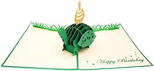 i razglednice jedinstvena 3-inčna pop-up rođendanska čestitka za kornjače s cupcakeom-smiješna životinja, kornjača, torta,