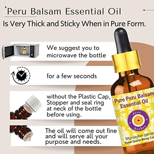 Deve Herbes čisto peru balzam eterično ulje s staklenim kapicom prirodni terapijski stupanj destilirano 5 ml