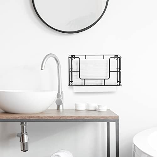 Zidni držač papirnatih ručnika s crnom metalnom žicom, dozator papirnatih ručnika za kupaonicu, sklopljeni stolni dozator