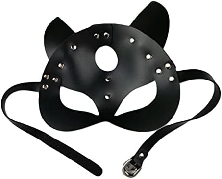 Kožna maska za mačke za kostim s pola maske za Noć vještica-pričvrstite povodce kako biste prilagodili veličinu