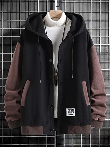 Qyiqu jakne za muškarce - muškarci 1pc colorblock slovo zakrpljeni detalj s kapuljačom s kapuljačom s kapuljačom
