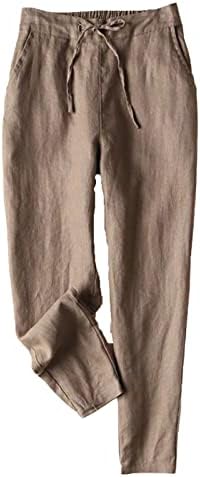 Ženske posteljine obrezane hlače širokih nogu visoke elastične struke duge ošišane hlače protežu se ravno ljetnim hlačama