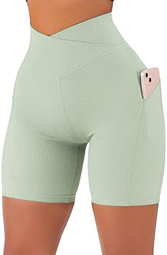 Ženske biciklističke kratke hlače s visokim strukom križnog struka joga kratke hlače bešavne guzice dizanje solidne boje
