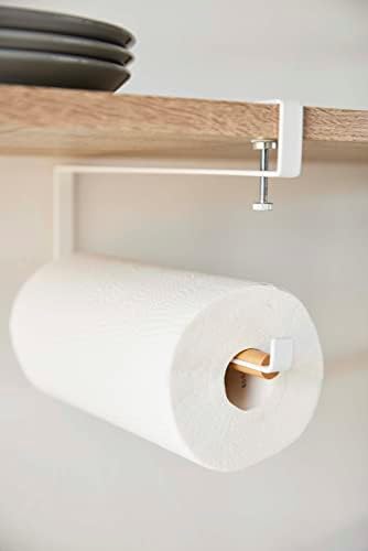 Yamazaki držač papirnog ručnika Home | Čelik + drvo | Otopina donjeg slova, jedna veličina, bijela