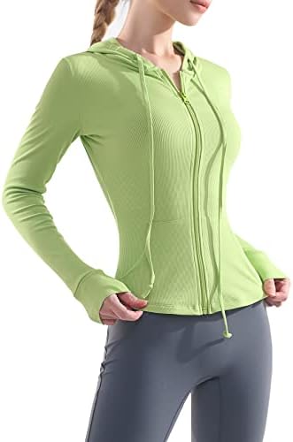 Flygo ženska lagana jakna s punim patentnim zatvaračem Slim Fit Sportska odjeća s kapuljačama s trčanjem treninga