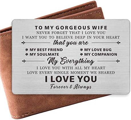 Osvrnite se na moju raskošnu suprugu, ugravirane karte za novčanik za ženu, ljubavne poklone za suprugu, godišnjicu sadašnjost