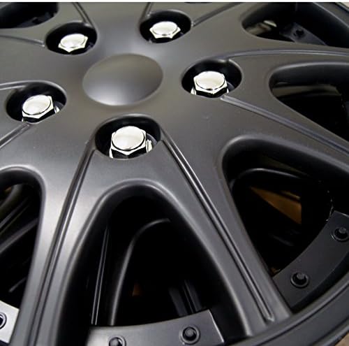 TuningPros WSC3-005B14 4PCS Postavite Snap-on Type 14-inčni mat mat crni hubcaps poklopac kotača
