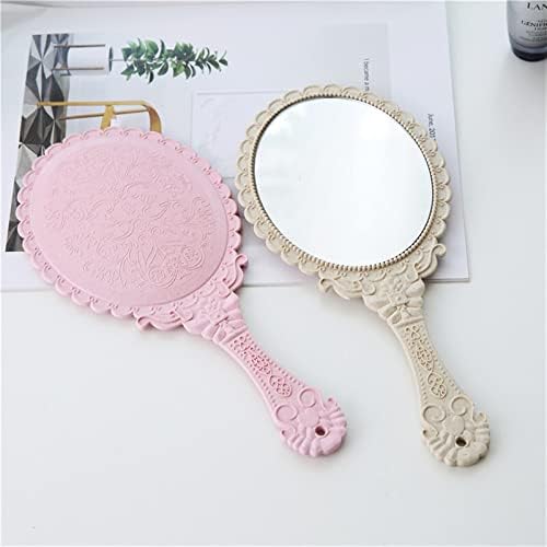 Yongto 1pcs vintage ogledalo dame cvjetni ovalni okrugli šminka ručno držite ogledalo princeza lady makeup kozmetički ormar