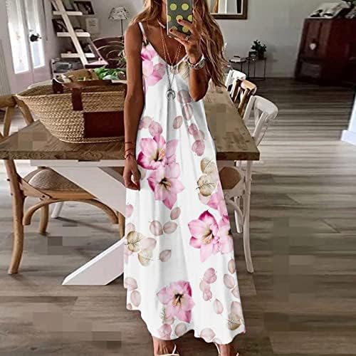 Maksi haljina za žene za odmor na plaži, ljetni ležerni cvjetni sarafan, 2023 boemske maksi haljine s naramenicama