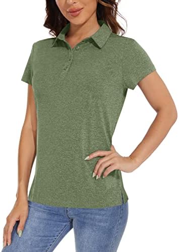 TACVASEN Ženske polo majice s kratkim rukavima Golf Brzi suhim upf 50+ zaštita od sunca lagana košulja s ovratnikom s 4-buttonima